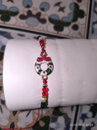 Pulsera Navidad Corona Roja y Verde