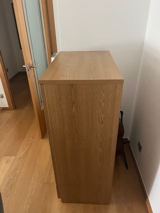 Cómoda 6 cajones madera y cristal