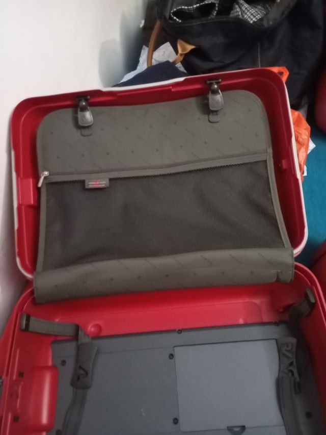 Maleta de viaje roja y gris