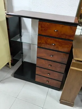 Conjunto Mesa + Cajonera Madera y Cristal