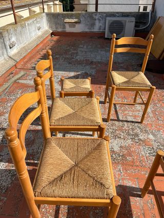 Conjunto sillas y taburete pino macizo