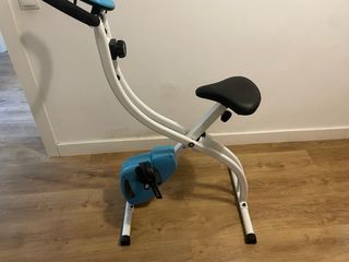 Bicicleta Estática Ejercicio Azul y Blanca