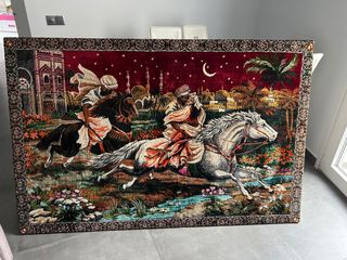 Tapiz Oriental Estilo Árabe Caballos antiguo