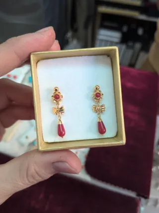 Pendientes Corales Oro Largos Niña