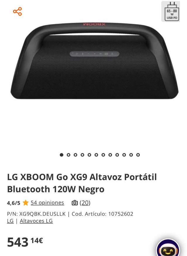 Altavoz LG XBOOM Go XG9 120W