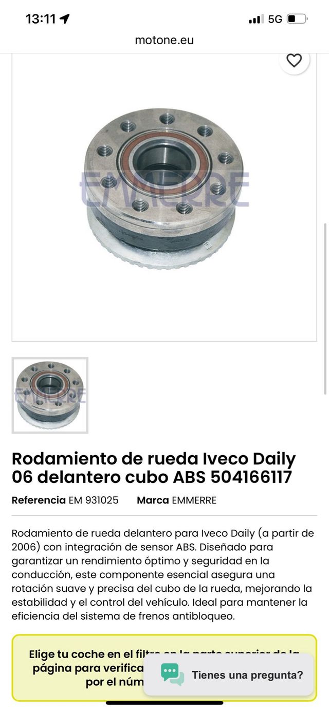 Kit Rodamiento Iveco Daily ‘06 ref: 504166122