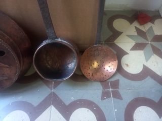 Lote herramientas cobre antiguas