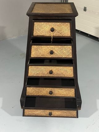 Mesita de noche ratán y madera