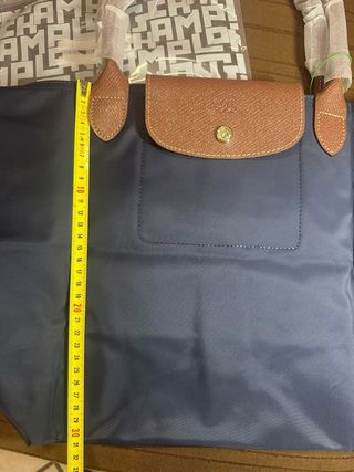 Borsa Longchamp Blu Navy Pelle Marrone