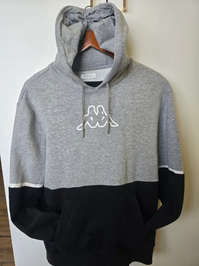 Sudadera Kappa Gris y Negra con Capucha