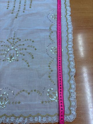 Delantal Fallera Batista Blanca Puntilla y Oro