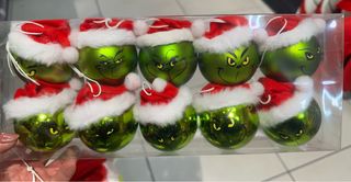 Palline Natale Grinch con Cappello Babbo Natale