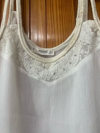 Camiseta Mango tirantes encaje blanco