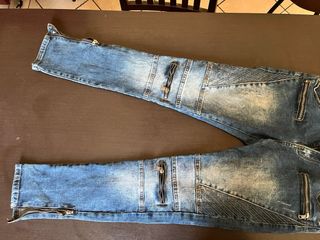Jeans skinny blu con zip