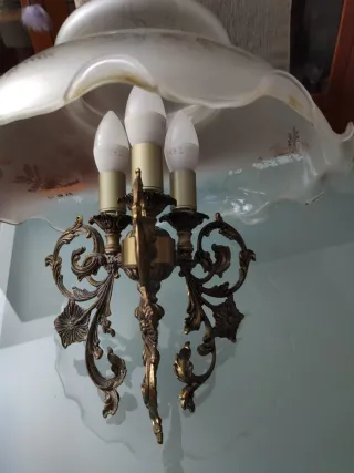 Lámpara de techo de bronce y cristal