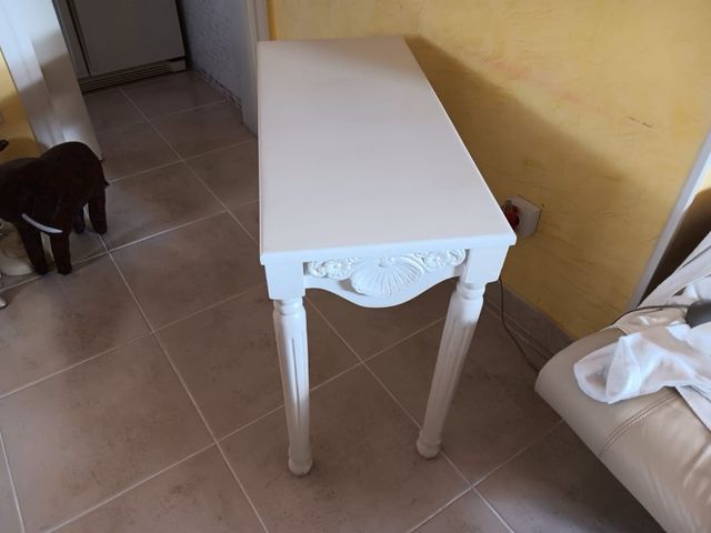 Consolle intagliata bianca vintage 91x72x40