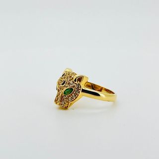 ANILLO PANTERA CON CIRCONITAS BLANCO Y VERDE.
