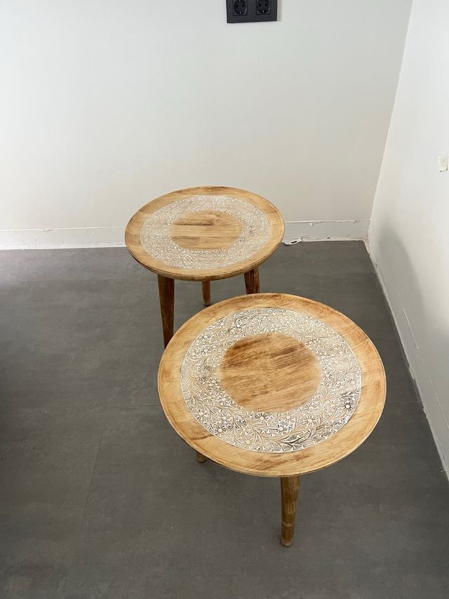 Juego de 2 mesas auxiliares de madera