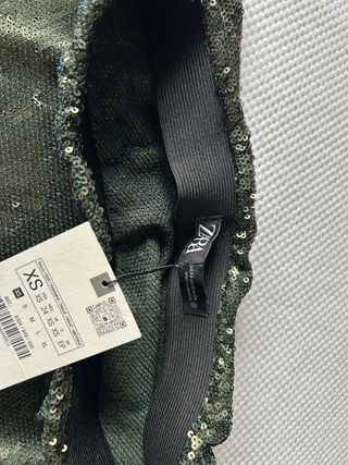 Falda lentejuelas verde cintura elástica