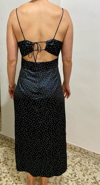 Vestido Corsetero Satinado Lunares