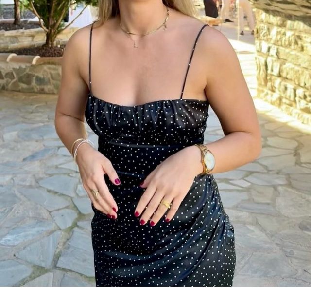 Vestido Corsetero Satinado Lunares