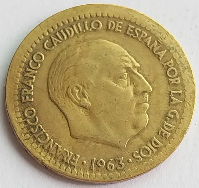 Moneda 1 Peseta 1963 Franco EBC Error Desplazada