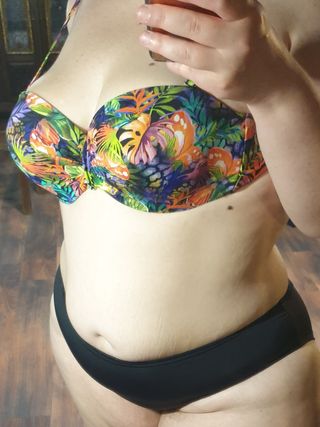 Bikini Negro Floral Talla Grande XXXL