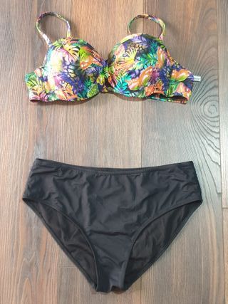 Bikini Negro Floral Talla Grande XXXL