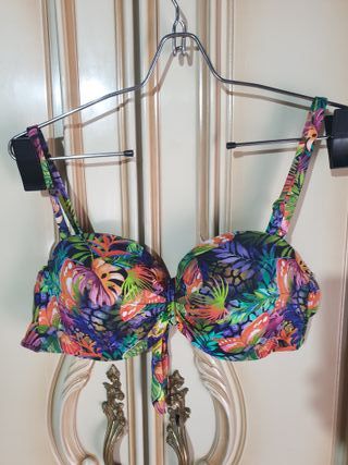 Bikini Negro Floral Talla Grande XXXL