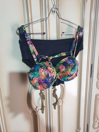 Bikini Negro Floral Talla Grande XXXL