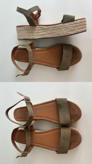 Sandalias cuña verde oliva 