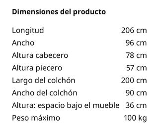 Estructura Cama Blanca + Somier 90x200