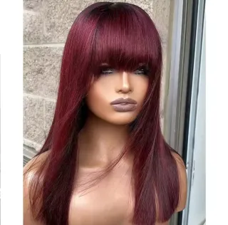 Peluca cabello humano con flequillo