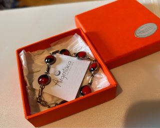 Pulsera Plata Peruana Ágatas Roja y Negra