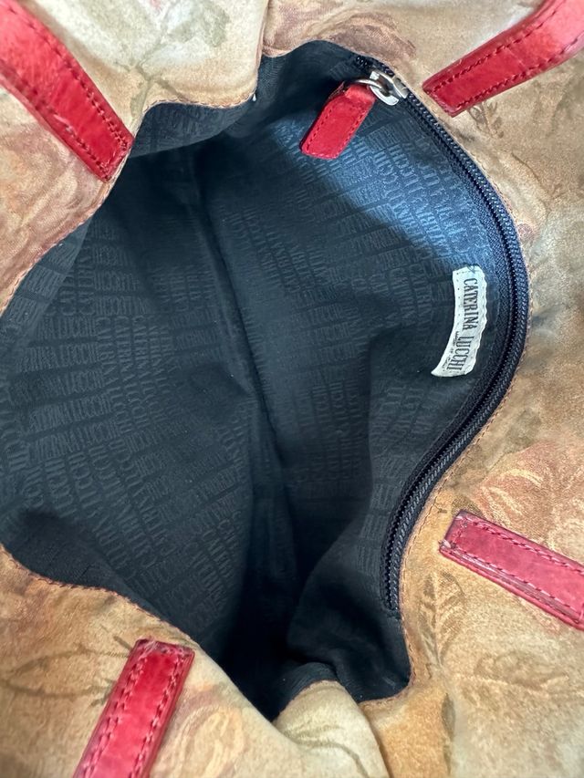 Borsa camoscio vintage fiori frange