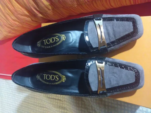 Tod's mocassini donna grigio e nero