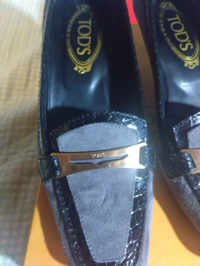 Tod's mocassini donna grigio e nero