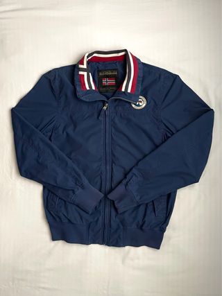 Chaqueta Bomber Napapijri Azul Marino Logo Bordado
