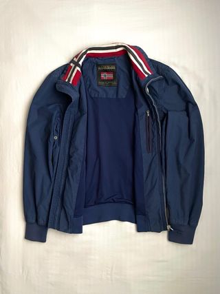 Chaqueta Bomber Napapijri Azul Marino Logo Bordado