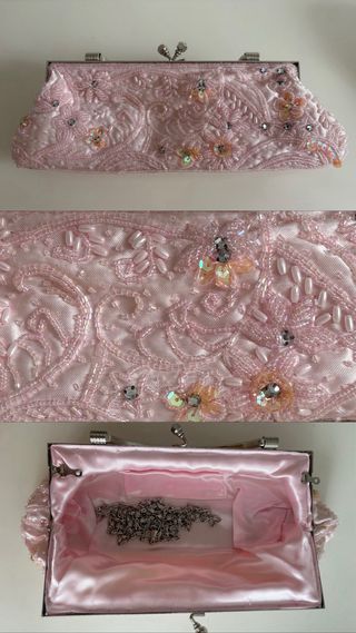 Bolso rosa con pedrería