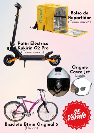 Lote: Patinete, Casco, Bici y Bolso Glovo