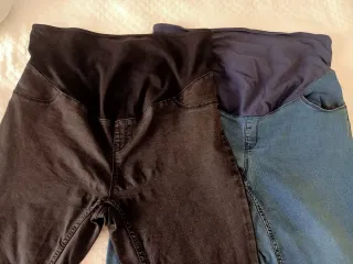 Pantalones vaqueros elásticos premamá negro y azul