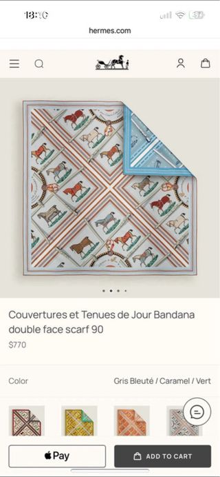 Pañuelo Hermes 90x90 Doble Cara