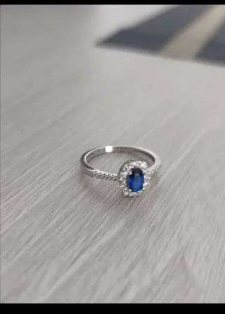 Anillo Plata Ley 925 Zafiro Ovalado