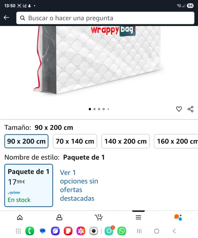 Funda protectora colchón 90cm Plástico