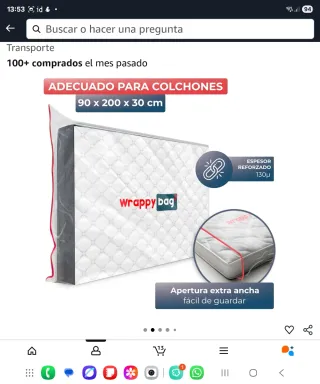 Funda protectora colchón 90cm Plástico
