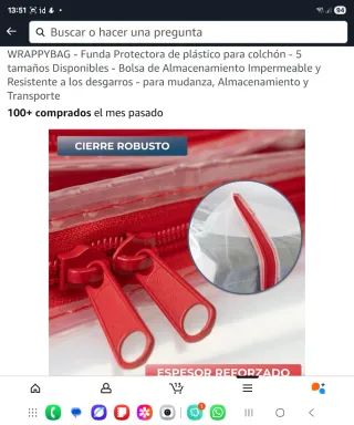 Funda protectora colchón 90cm Plástico