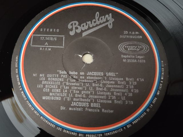Vinilo Jacques Brel - Solo Hubo Un