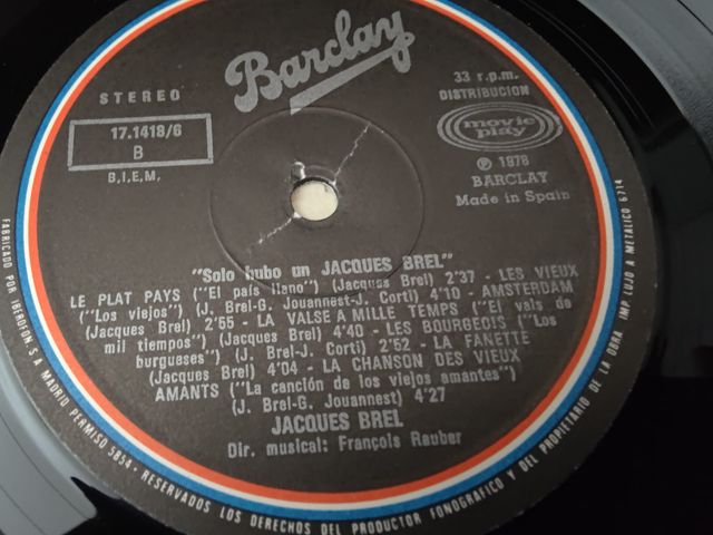 Vinilo Jacques Brel - Solo Hubo Un