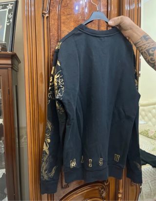 Felpa Maison Paris uomo nera con dettagli oro